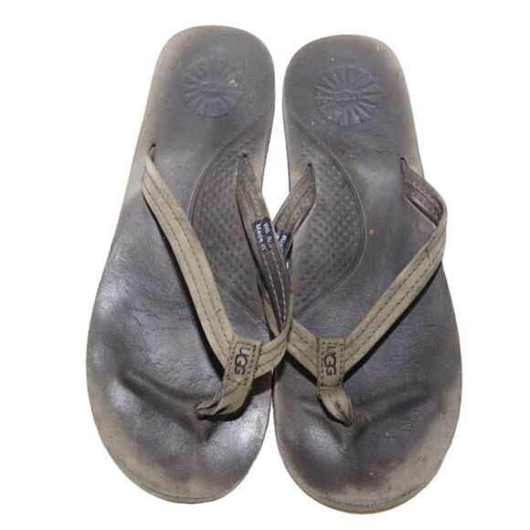 UGG Leather Slip On Thong Style Flip Flops Sandals, Size 6 - Picture 2 of 6